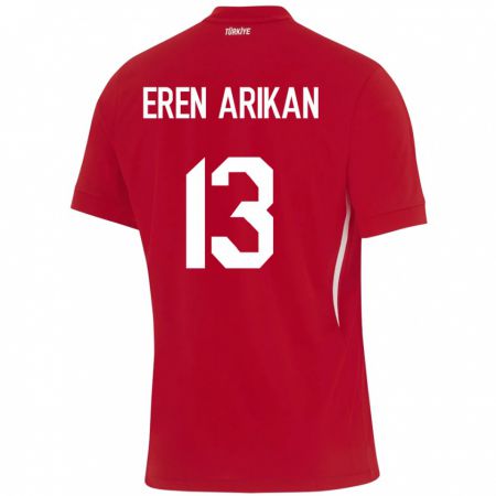 Kandiny Bambino Maglia Turchia Muhammed Eren Arıkan #13 Rosso Kit Gara Away 24-26 Maglietta