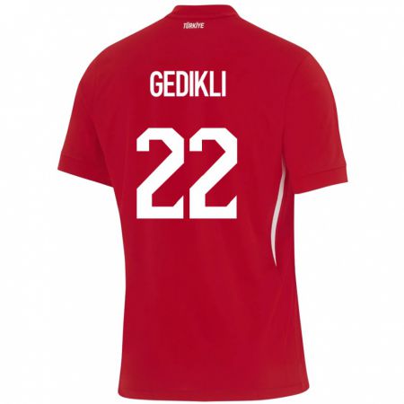 Kandiny Bambino Maglia Turchia Berkant Gedikli #22 Rosso Kit Gara Away 24-26 Maglietta