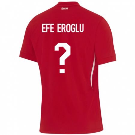 Kandiny Bambino Maglia Turchia Cem Efe Eroğlu #0 Rosso Kit Gara Away 24-26 Maglietta