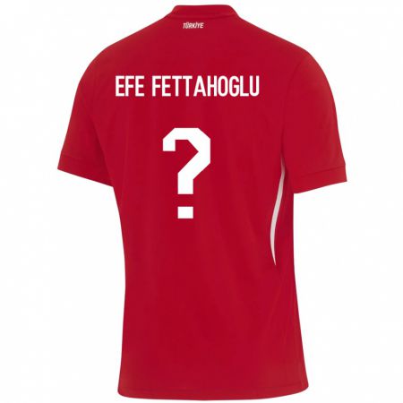 Kandiny Bambino Maglia Turchia Adnan Efe Fettahoğlu #0 Rosso Kit Gara Away 24-26 Maglietta