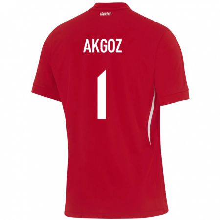 Kandiny Bambino Maglia Turchia Selda Akgöz #1 Rosso Kit Gara Away 24-26 Maglietta