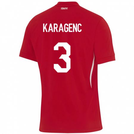 Kandiny Bambino Maglia Turchia Didem Karagenç #3 Rosso Kit Gara Away 24-26 Maglietta