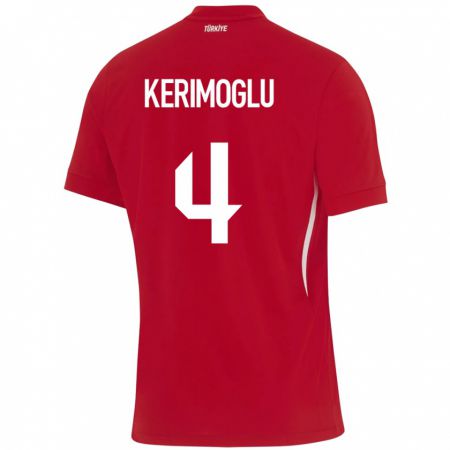 Kandiny Bambino Maglia Turchia Zeynap Kerimoğlu #4 Rosso Kit Gara Away 24-26 Maglietta