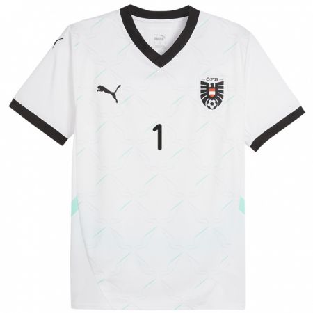 Kandiny Bambino Maglia Austria Alexander Schlager #1 Bianco Kit Gara Away 24-26 Maglietta