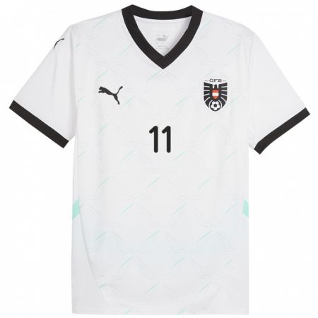 Kandiny Bambino Maglia Austria Marina Georgieva #11 Bianco Kit Gara Away 24-26 Maglietta