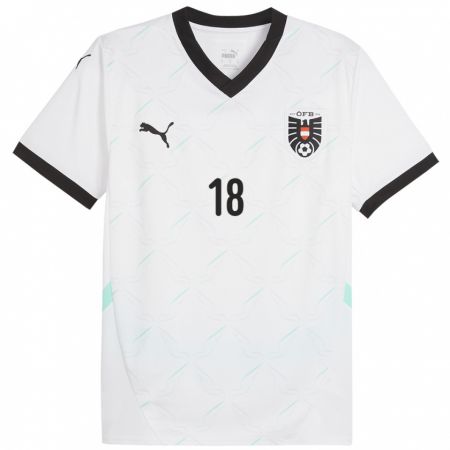 Kandiny Bambino Maglia Austria Julia Hickelsberger-Füller #18 Bianco Kit Gara Away 24-26 Maglietta