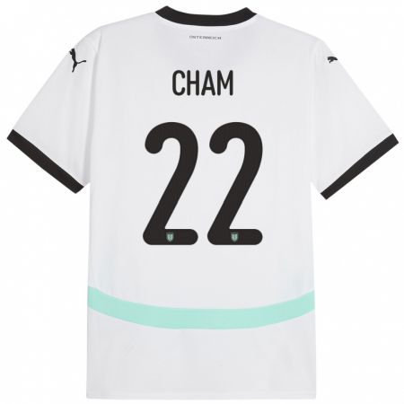 Kandiny Bambino Maglia Austria Muhammed Cham #22 Bianco Kit Gara Away 24-26 Maglietta