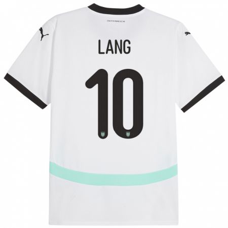 Kandiny Bambino Maglia Austria Christoph Lang #10 Bianco Kit Gara Away 24-26 Maglietta