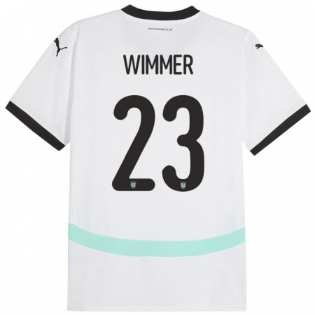 Kandiny Bambino Maglia Austria Patrick Wimmer #23 Bianco Kit Gara Away 24-26 Maglietta