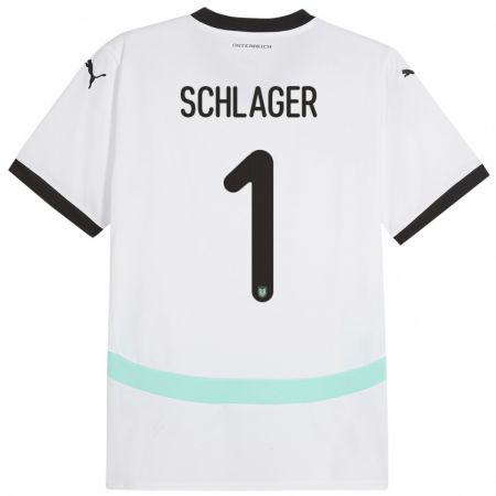 Kandiny Kinder Österreich Alexander Schlager #1 Weiß Auswärtstrikot Trikot 24-26 T-Shirt Österreich