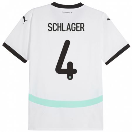 Kandiny Bambino Maglia Austria Xaver Schlager #4 Bianco Kit Gara Away 24-26 Maglietta