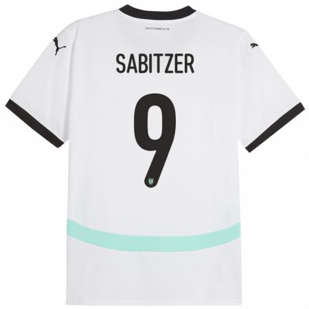 Kandiny Bambino Maglia Austria Marcel Sabitzer #9 Bianco Kit Gara Away 24-26 Maglietta