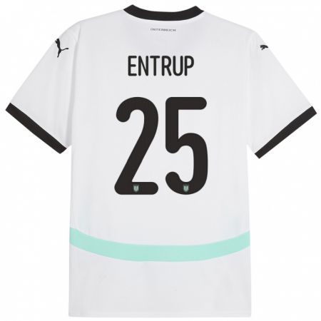 Kandiny Bambino Maglia Austria Maximilian Entrup #25 Bianco Kit Gara Away 24-26 Maglietta