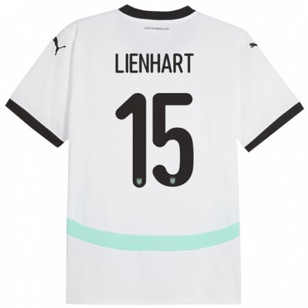 Kandiny Bambino Maglia Austria Philipp Lienhart #15 Bianco Kit Gara Away 24-26 Maglietta