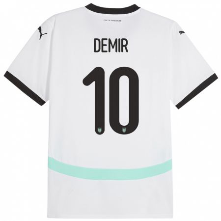 Kandiny Bambino Maglia Austria Yusuf Demir #10 Bianco Kit Gara Away 24-26 Maglietta