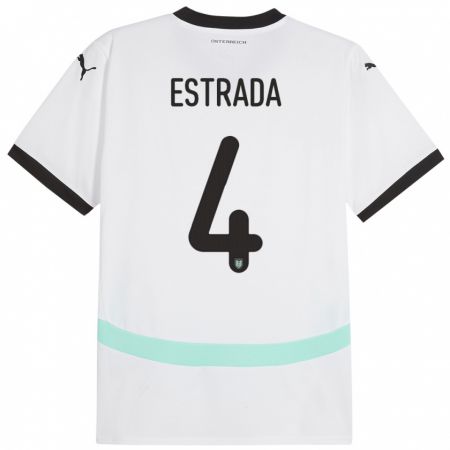 Kandiny Kinder Österreich Pascal Estrada #4 Weiß Auswärtstrikot Trikot 24-26 T-Shirt Österreich