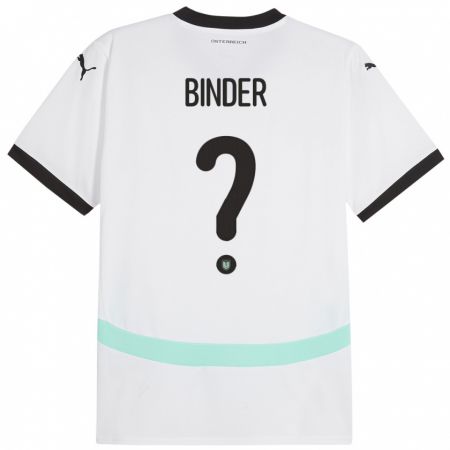 Kandiny Bambino Maglia Austria Nicolas Binder #0 Bianco Kit Gara Away 24-26 Maglietta