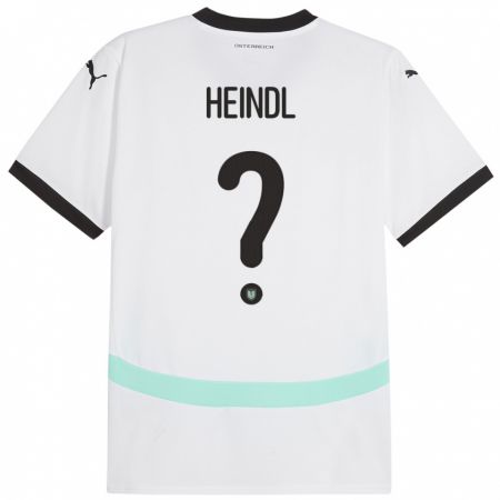 Kandiny Bambino Maglia Austria David Heindl #0 Bianco Kit Gara Away 24-26 Maglietta