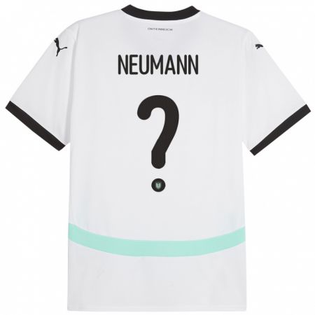 Kandiny Bambino Maglia Austria Moritz Neumann #0 Bianco Kit Gara Away 24-26 Maglietta