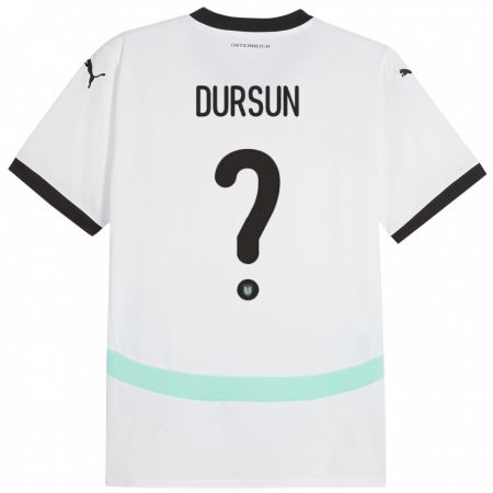 Kandiny Bambino Maglia Austria Furkan Dursun #0 Bianco Kit Gara Away 24-26 Maglietta