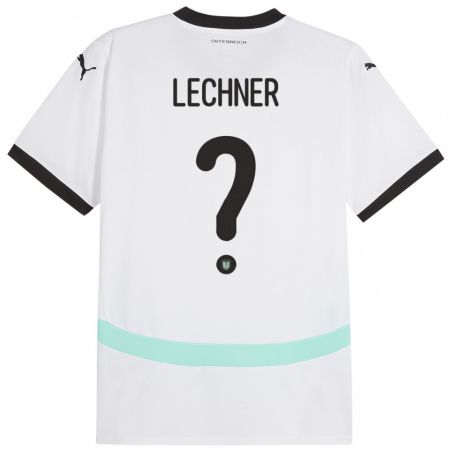 Kandiny Bambino Maglia Austria Dominik Lechner #0 Bianco Kit Gara Away 24-26 Maglietta