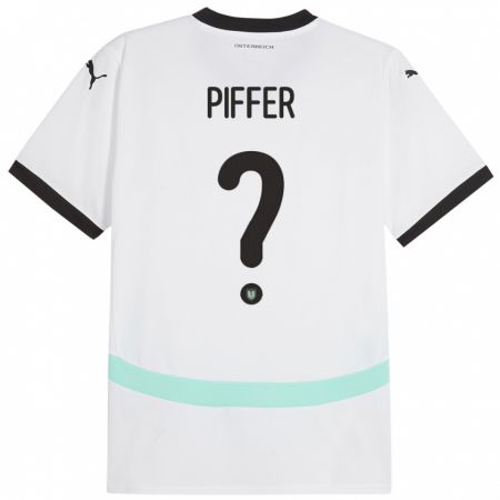 Kandiny Bambino Maglia Austria Paul Piffer #0 Bianco Kit Gara Away 24-26 Maglietta