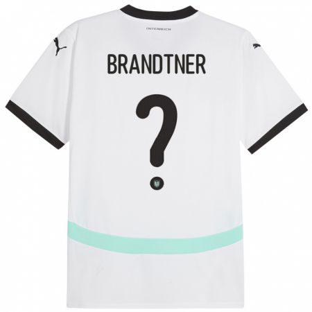 Kandiny Bambino Maglia Austria Jakob Brandtner #0 Bianco Kit Gara Away 24-26 Maglietta