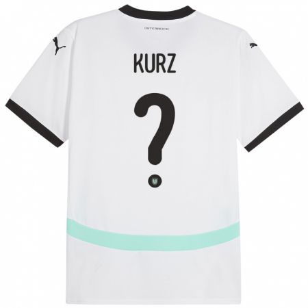 Kandiny Bambino Maglia Austria Marcel Kurz #0 Bianco Kit Gara Away 24-26 Maglietta