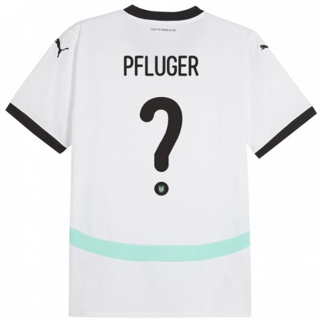 Kandiny Bambino Maglia Austria Luis Pfluger #0 Bianco Kit Gara Away 24-26 Maglietta