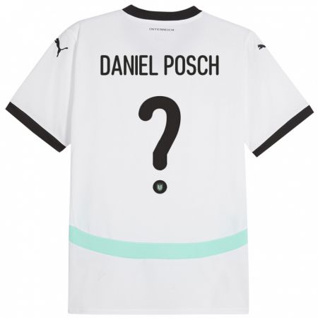 Kandiny Bambino Maglia Austria Daniel Posch #0 Bianco Kit Gara Away 24-26 Maglietta