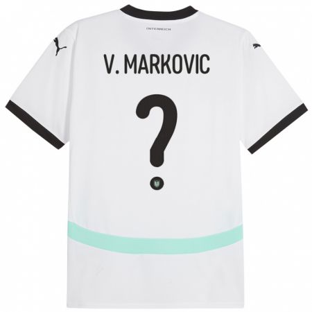 Kandiny Bambino Maglia Austria Vasilije Markovic #0 Bianco Kit Gara Away 24-26 Maglietta