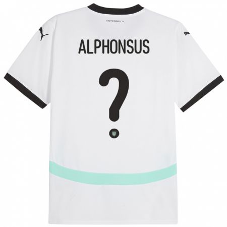 Kandiny Bambino Maglia Austria Marcel Alphonsus #0 Bianco Kit Gara Away 24-26 Maglietta