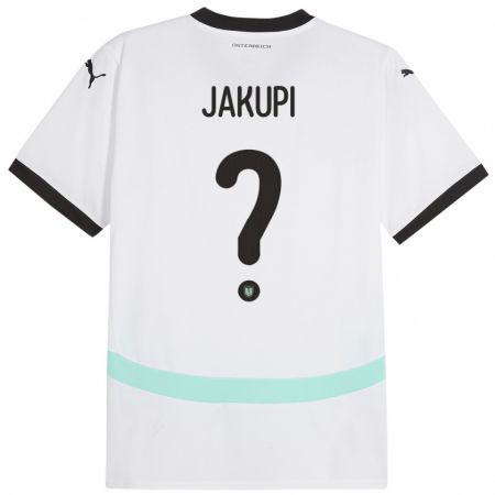 Kandiny Bambino Maglia Austria Edin Jakupi #0 Bianco Kit Gara Away 24-26 Maglietta