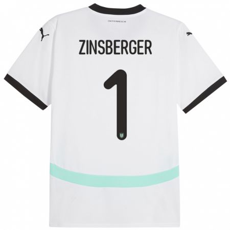 Kandiny Bambino Maglia Austria Manuela Zinsberger #1 Bianco Kit Gara Away 24-26 Maglietta