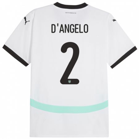 KandinyキッズオーストリアChiara D’Angelo#2白アウェイシャツ24-26ジャージーユニフォーム