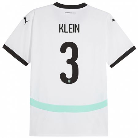 Kandiny Bambino Maglia Austria Jennifer Klein #3 Bianco Kit Gara Away 24-26 Maglietta