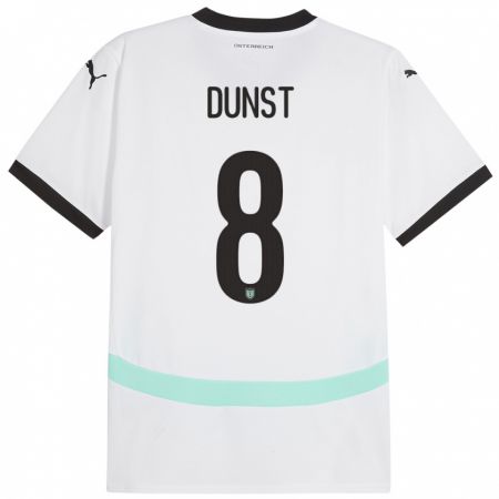 Kandiny Bambino Maglia Austria Barbara Dunst #8 Bianco Kit Gara Away 24-26 Maglietta