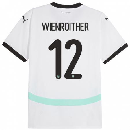 Kandiny Bambino Maglia Austria Laura Wienroither #12 Bianco Kit Gara Away 24-26 Maglietta