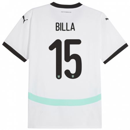 Kandiny Bambino Maglia Austria Nicole Billa #15 Bianco Kit Gara Away 24-26 Maglietta