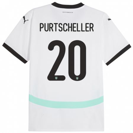 Kandiny Bambino Maglia Austria Lilli Purtscheller #20 Bianco Kit Gara Away 24-26 Maglietta