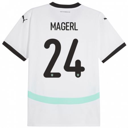 Kandiny Bambino Maglia Austria Julia Magerl #24 Bianco Kit Gara Away 24-26 Maglietta