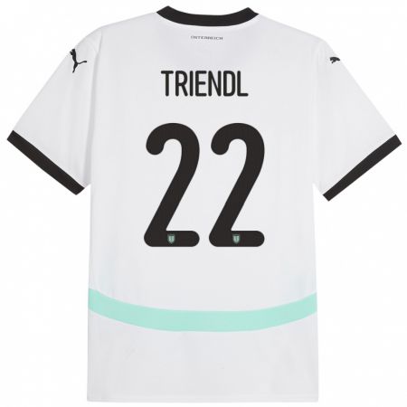 Kandiny Bambino Maglia Austria Lena Triendl #22 Bianco Kit Gara Away 24-26 Maglietta