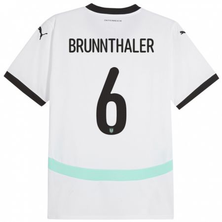 Kandiny Niño Camiseta Austria Melanie Brunnthaler #6 Blanco 2ª Equipación 24-26 La Camisa