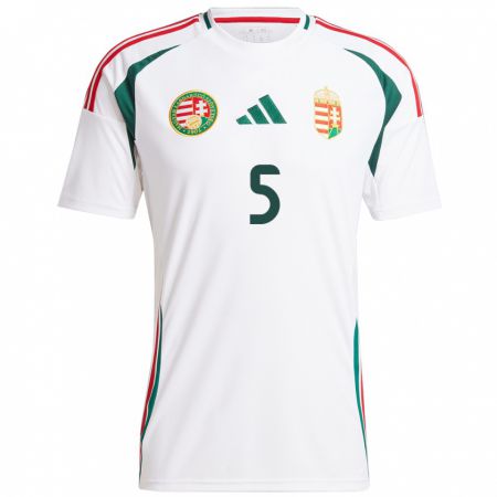 Kandiny Bambino Maglia Ungheria Viktor Vitályos #5 Bianco Kit Gara Away 24-26 Maglietta