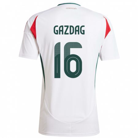 Kandiny Bambino Maglia Ungheria Dániel Gazdag #16 Bianco Kit Gara Away 24-26 Maglietta