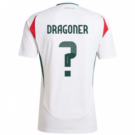 Kandiny Bambino Maglia Ungheria Áron Dragóner #0 Bianco Kit Gara Away 24-26 Maglietta