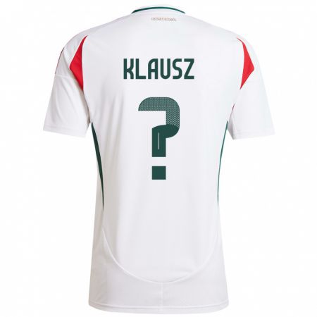 Kandiny Bambino Maglia Ungheria Milán Klausz #0 Bianco Kit Gara Away 24-26 Maglietta