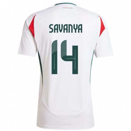 Kandiny Bambino Maglia Ungheria Csilla Savanya #14 Bianco Kit Gara Away 24-26 Maglietta