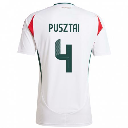 Kandiny Bambino Maglia Ungheria Sára Pusztai #4 Bianco Kit Gara Away 24-26 Maglietta