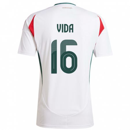 Kandiny Bambino Maglia Ungheria Boglárka Vida #16 Bianco Kit Gara Away 24-26 Maglietta